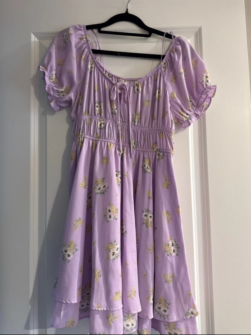 No Boundaries Lavender Floral Puff Sleeve Dress